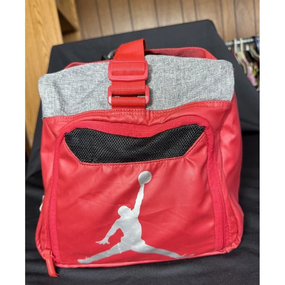 NIKE Air Jordan Jumpman Red / Grey Travel Duffle Bag Sports Athletic Gym Retro